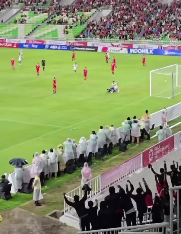 看着吓东谈主！印尼U17球员进球后迥殊护栏庆祝，掉入缓冲区 并无大碍