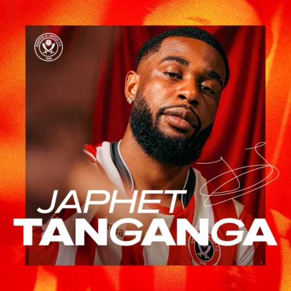 官方：谢菲联签下米尔沃尔26岁中卫坦甘加，签三年条约