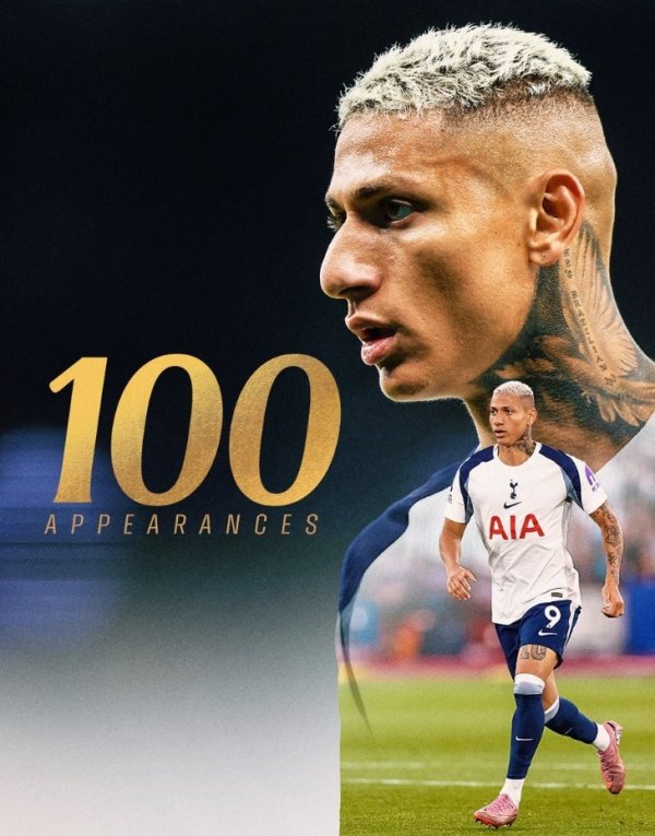 理查利森迎热刺生活百场里程碑，此前孝顺23球11助攻