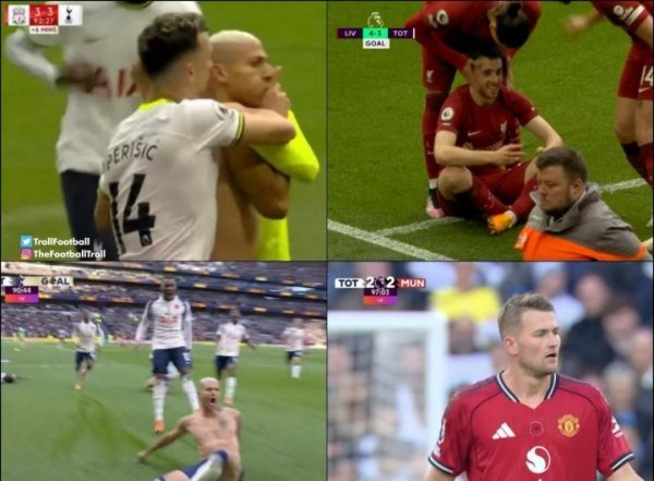 脚本重演😅里沙利松曾被若塔绝杀打懵，当天破门德里赫特秒扳平