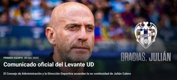 暂列倒数第二！官方：莱万特秘书解老板磨真金不怕火朱利安·卡莱罗